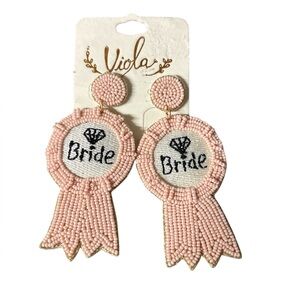 Viola NWT Pink Beaded Bride Earrings
